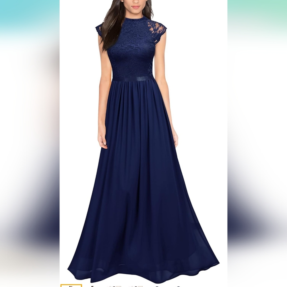 *NWT Miusol Women's Formal Sleeveless Floral Lace Bridesmaid Party Maxi Dress